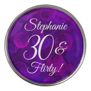 Elegant Purple 30 and Flirty Birthday Party Golf Ball Marker