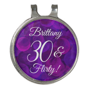 Elegant Purple 30 and Flirty Birthday Party Golf Hat Clip