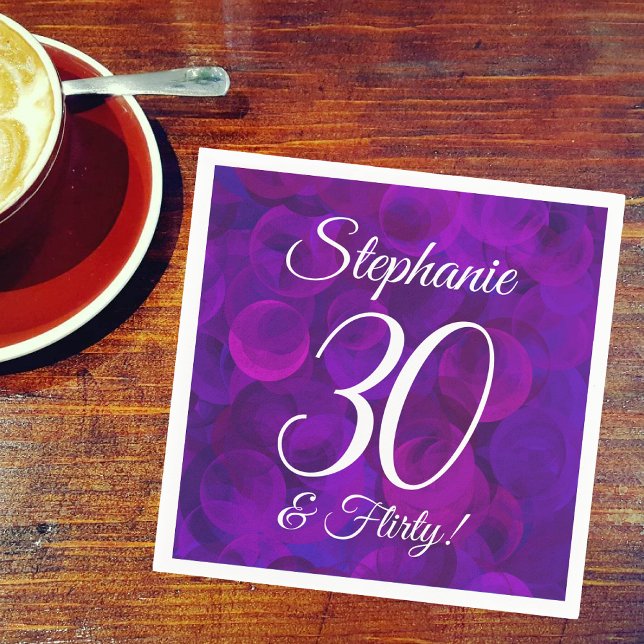 Elegant Purple 30 and Flirty Birthday Party Napkins (Creator Uploaded)