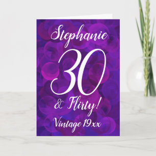Elegant Purple 30 and Flirty Personalized Birthday Card