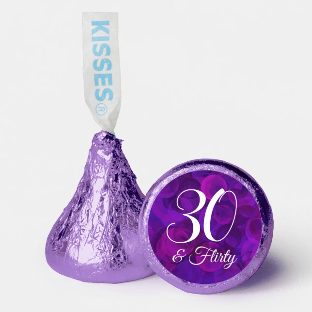 Elegant Purple 30 & Flirty Birthday Party Hershey®'s Kisses® (Front)