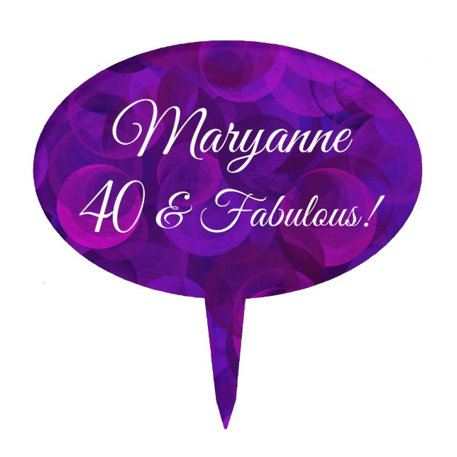 Elegant Purple 40 and Fabulous Birthday Party Cake Topper (Front)