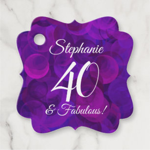 Elegant Purple 40 and Fabulous Birthday Party Favor Tags
