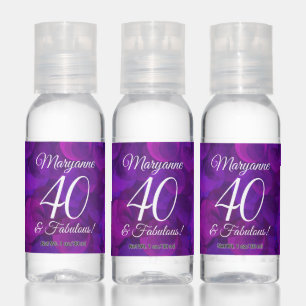 Elegant Purple 40 and Fabulous Birthday Party Hand Sanitizer