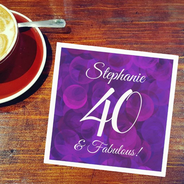Elegant Purple 40 and Fabulous Birthday Party Napkins (Creator Uploaded)