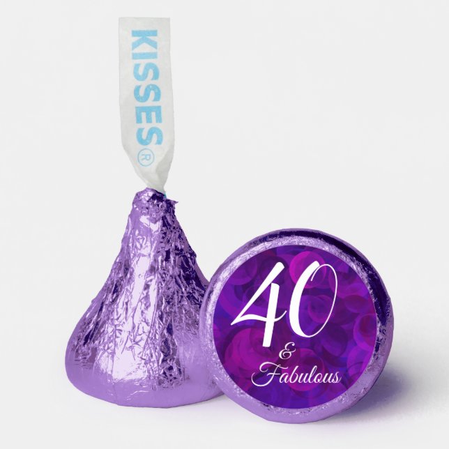 Elegant Purple 40 & Fabulous Birthday Party Hershey®'s Kisses® (Front)