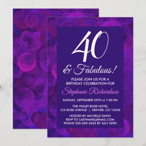 Elegant Purple 40 & Fabulous Birthday Party