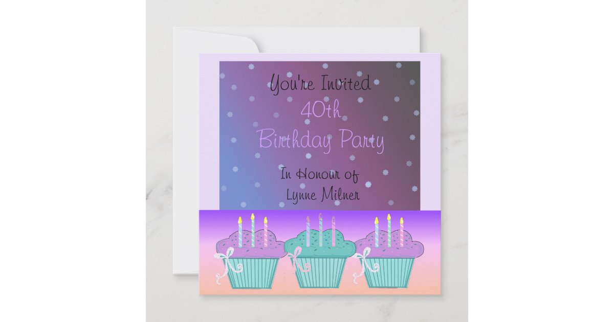 Elegant Purple 40th Birthday Party Invitation Zazzle