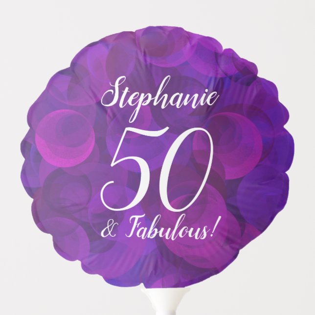 Elegant Purple 50 and Fabulous Birthday Party Balloon (Front)