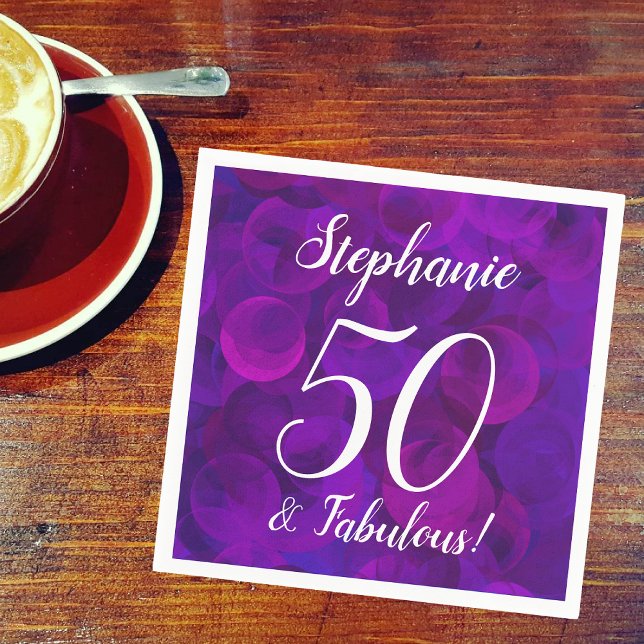 Elegant Purple 50 and Fabulous Birthday Party  Napkins (Creator Uploaded)