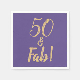 Elegant Purple "50 & Fab!" 50th Birthday Party Napkins