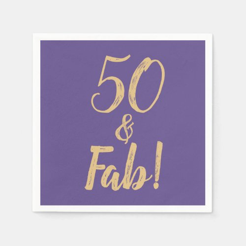 Elegant Purple 50  Fab 50th Birthday Party Napkins