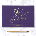 Elegant Purple 50th Birthday Party Gold Foil Guest Book<br><div class="desc">Elegant purple guest book for her 50th birthday party featuring gold foil and "50 & Fabulous" in a chic calligraphy script. Customize with her name,  the party date and a title on the spine.</div>