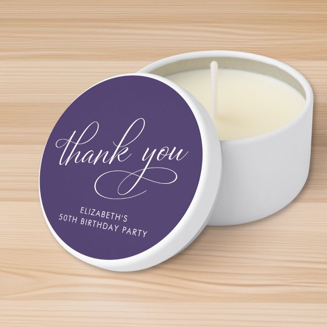Elegant Purple 50th Birthday Party Mini Candle Favors (Creator Uploaded)