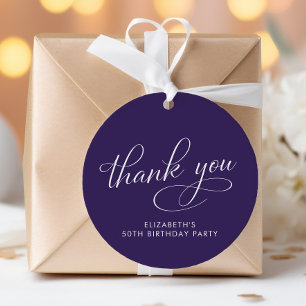Elegant Purple 50th Birthday Party Thank You Favor Tags