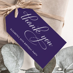Elegant Purple 50th Birthday Party Thank You Gift Tags