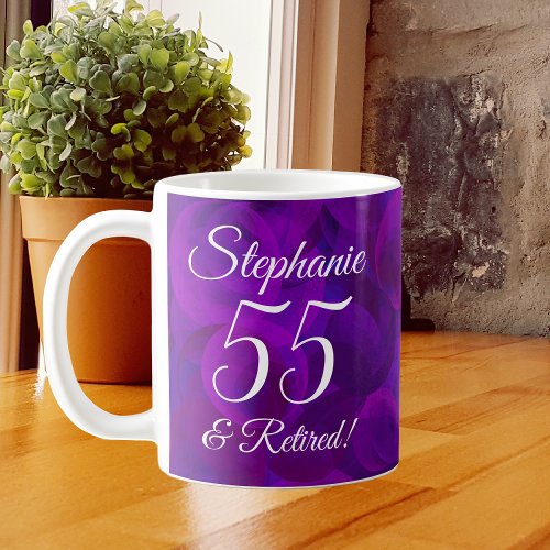 Elegant Purple 55 and Retired Retirement Coffee Mug