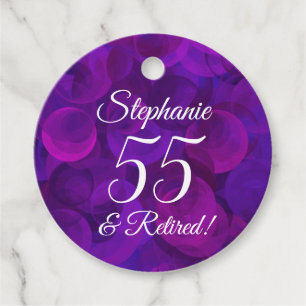 Elegant Purple 55 and Retired Retirement Favor Tags