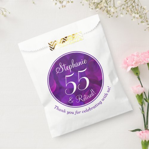 Elegant Purple 55 and Retired Retirement Party Favor Bag