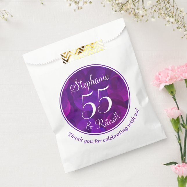 Elegant Purple 55 and Retired Retirement Party Favor Bag (Sealed)