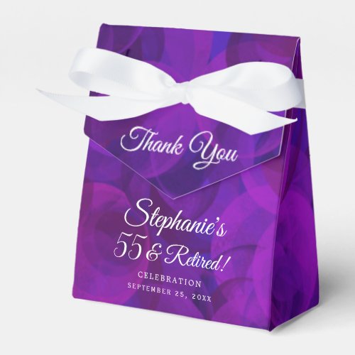 Elegant Purple 55 and Retired Retirement Party Favor Boxes