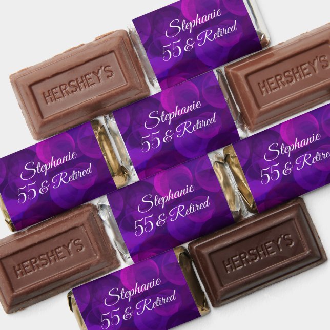 Elegant Purple 55 and Retired Retirement Party Hershey's Miniatures (Assorted)