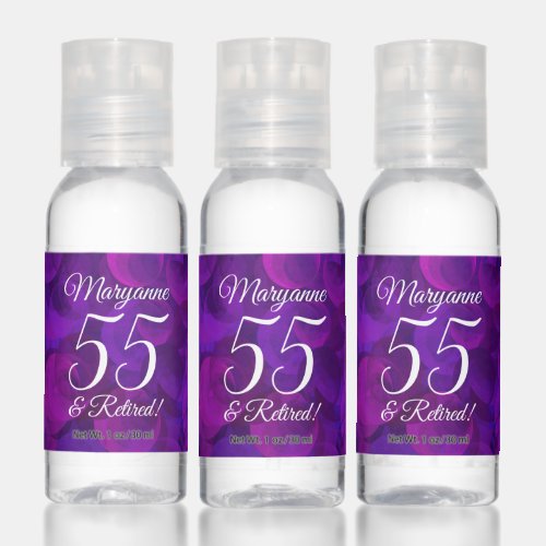 Elegant Purple 55  Retired Retirement Favor Hand Sanitizer