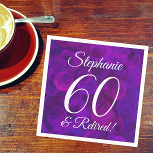 Elegant Purple 60 and Retired Retirement Party Napkins