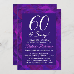 Elegant Purple 60 and Sassy Birthday Party Invitation