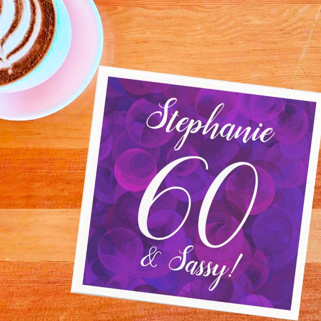 Elegant Purple 60 and Sassy Birthday Party Napkins (Creator Uploaded)