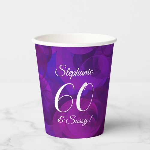 Elegant Purple 60 and Sassy Birthday Party Paper Cups