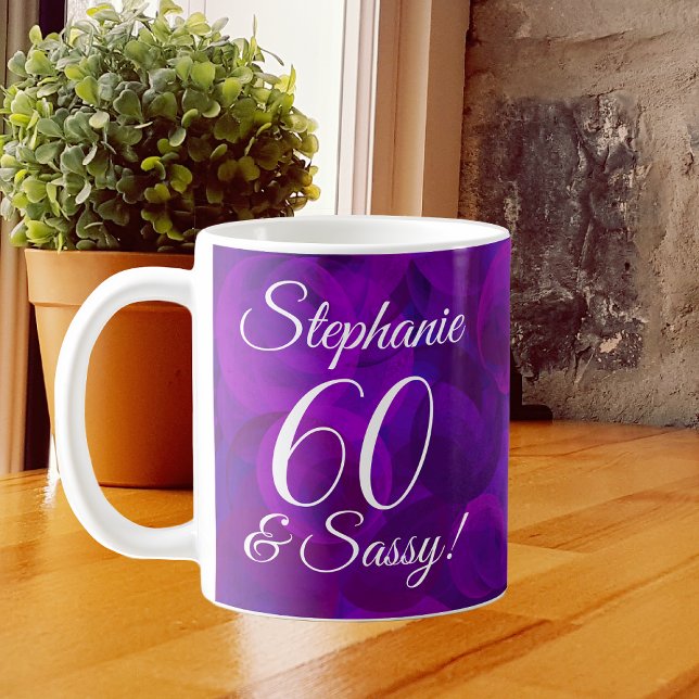 Elegant Purple 60 and Sassy Birthday Personalized Coffee Mug (Creator Uploaded)