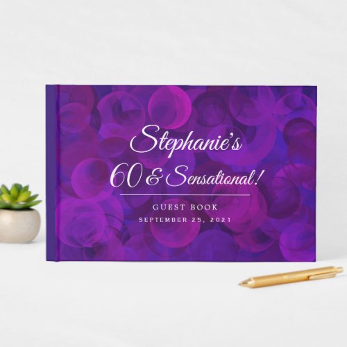 Elegant Purple 60 and Sensational Birthday Party Guest Book