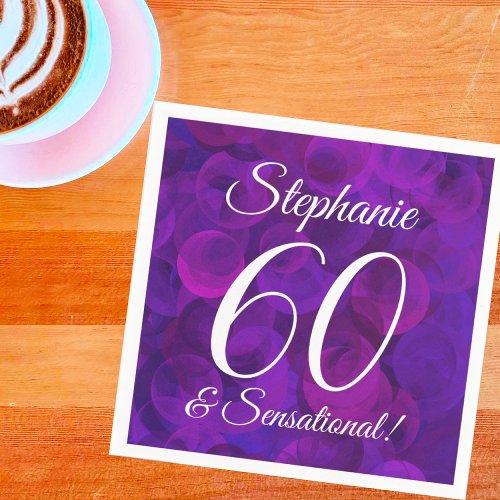 Elegant Purple 60 and Sensational Birthday Party Napkins