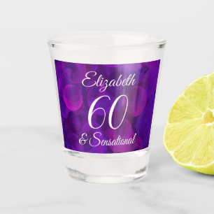 Elegant Purple 60 and Sensational Birthday Party Shot Glass