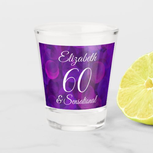 Elegant Purple 60 and Sensational Birthday Party Shot Glass