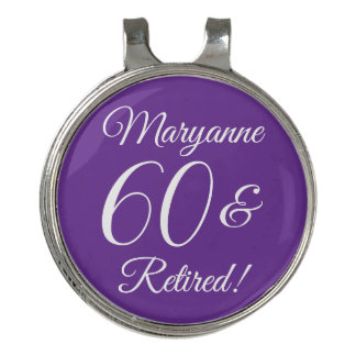 Elegant Purple 60 & Retired Retirement Party Golf Hat Clip