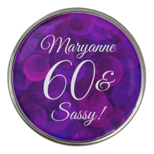 Elegant Purple 60 & Sassy Birthday Party Golf Ball Marker