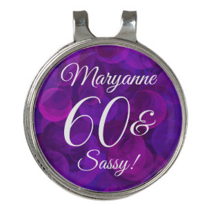 Elegant Purple 60 & Sassy Birthday Party Golf Hat Clip