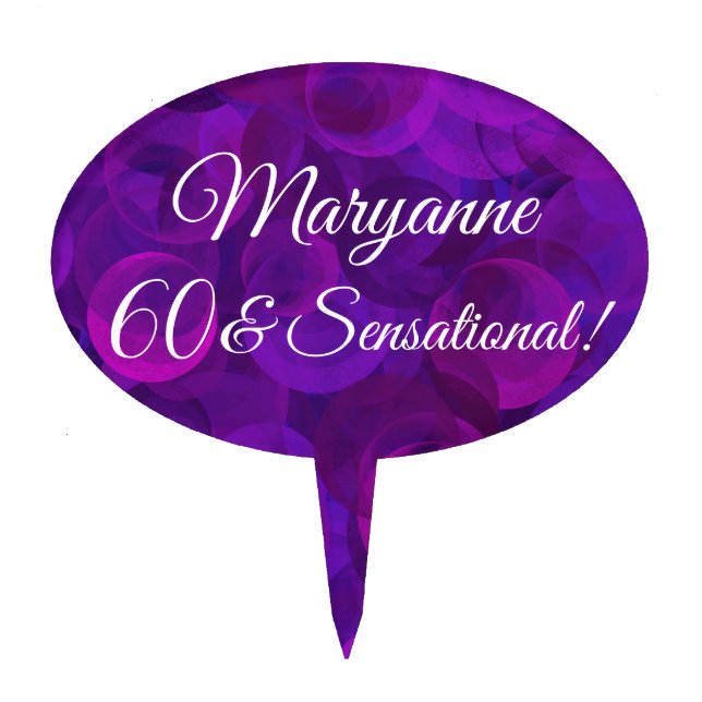 Elegant Purple 60 & Sensational Birthday Party Cake Topper (Front)