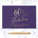Elegant Purple 60th Birthday Party Gold Foil Guest Book<br><div class="desc">Elegant purple guest book for her 60th birthday party featuring gold foil and "60 & Fabulous" in a chic calligraphy script. Customize with her name,  the party date and a title on the spine in classic serif typography.</div>