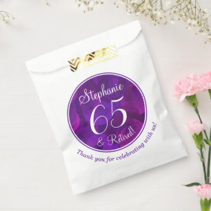 Elegant Purple 65 and Retired Retirement Party Favor Bag