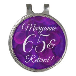 Elegant Purple 65 & Retired Retirement Party Golf Hat Clip