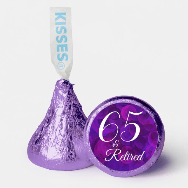 Elegant Purple 65 & Retired Retirement Party Hershey®'s Kisses® (Front)