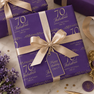 Elegant Purple 70 and Fabulous 70th Birthday Wrapping Paper Sheets