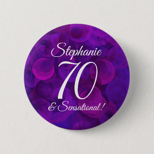 Elegant Purple 70 and Sensational Birthday Party Button