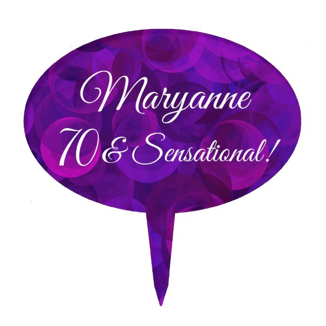 Elegant Purple 70 and Sensational Birthday Party Cake Topper (Front)