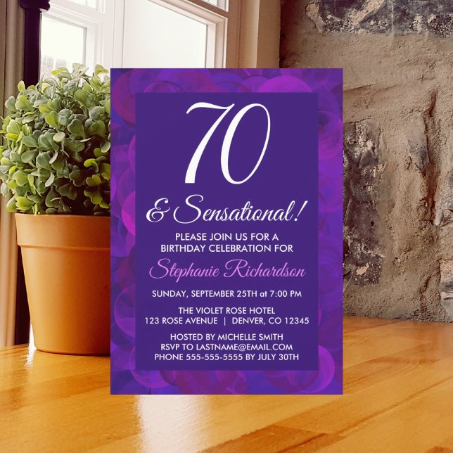 Elegant Purple 70 and Sensational Birthday Party Invitation (Creator Uploaded)