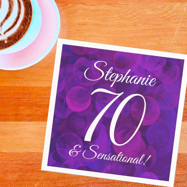 Elegant Purple 70 and Sensational Birthday Party Napkins (Creator Uploaded)