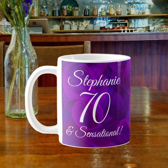 Elegant Purple 70 and Sensational Personalized Coffee Mug (Creator Uploaded)